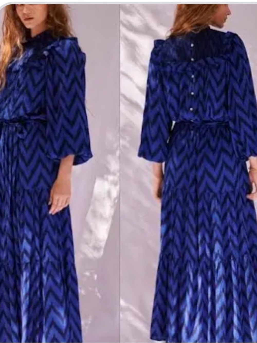 Sonmer Simona Zig-Zag Printed Maxi Dress Blue & Black